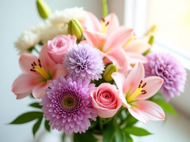 Makulay na mixed bouquet ng iba't ibang bulaklak